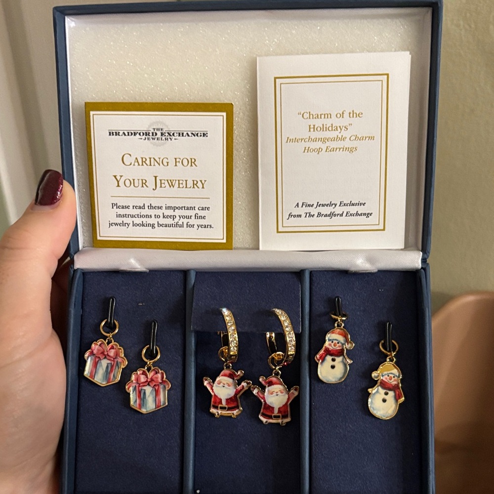 The Bradford Exchange Charm of the Holidays Earrings Interchangeable Charms